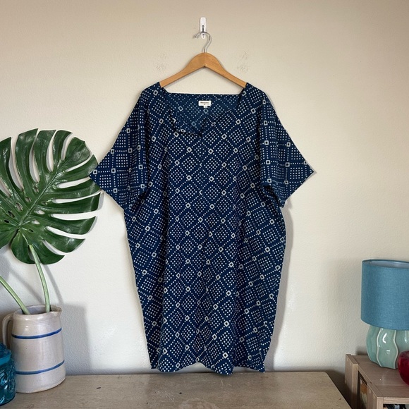Cost Plus World Market Dresses & Skirts - NWOT World Market Indigo Printed Cotton Caftan Dress